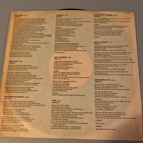 David Bowie Ziggy Stardust 1972 Pressing - Picture 4 of 9